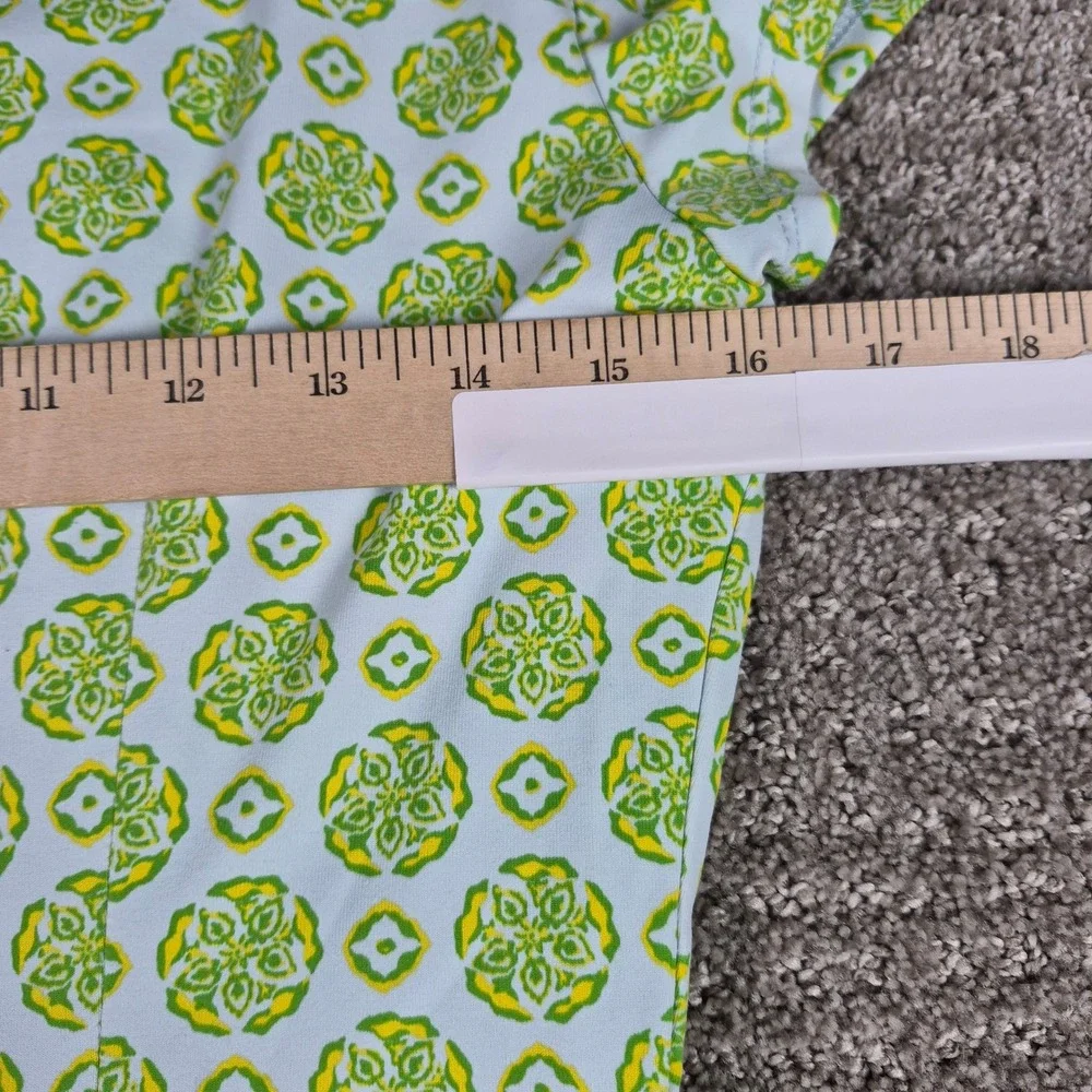 J McLaughlin Catalina Cloth Shift Dress Womens S Green Geometric Pockets